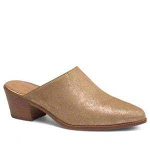 EUC Trask Teresa Golden Calf Hair Mules Size 8 Women’s